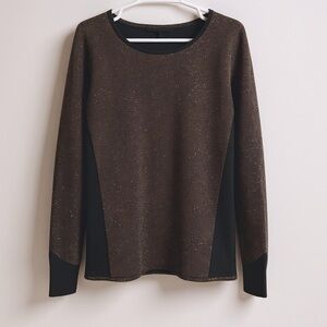 Majl Gontron Sweater Womens 3 or Large Bronze Black Metallic Long Sleeve